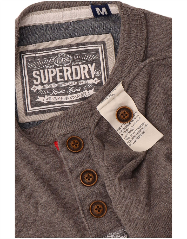Superdry Mens Top Long Sleeve Medium Grey Cotton