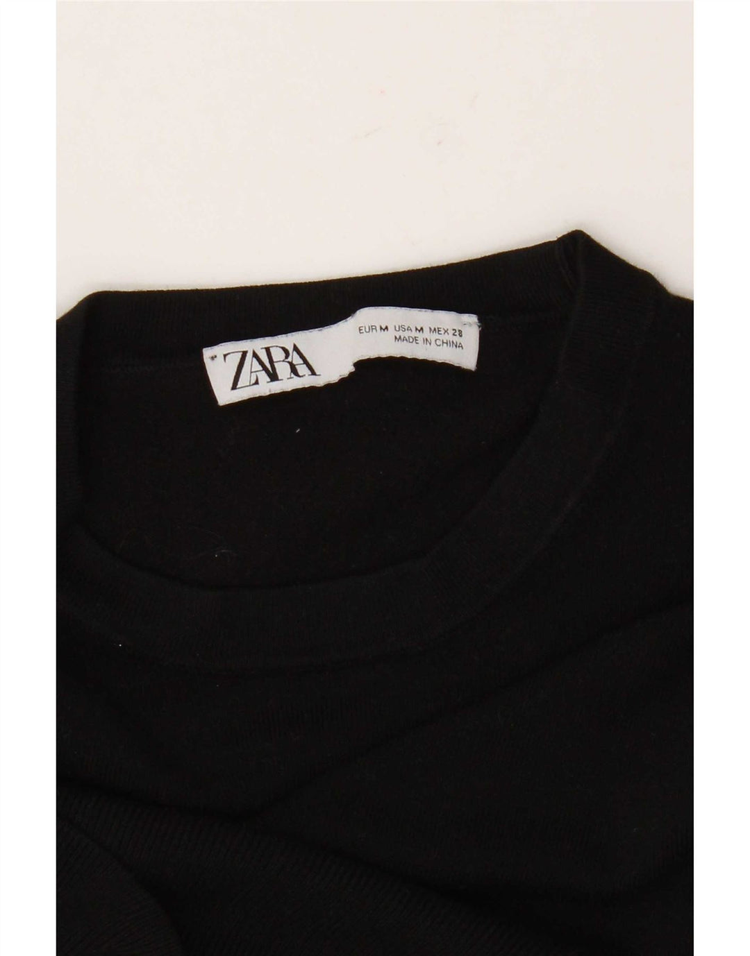 Zara Womens Crew Neck Jumper Sweater UK 12 Medium Black