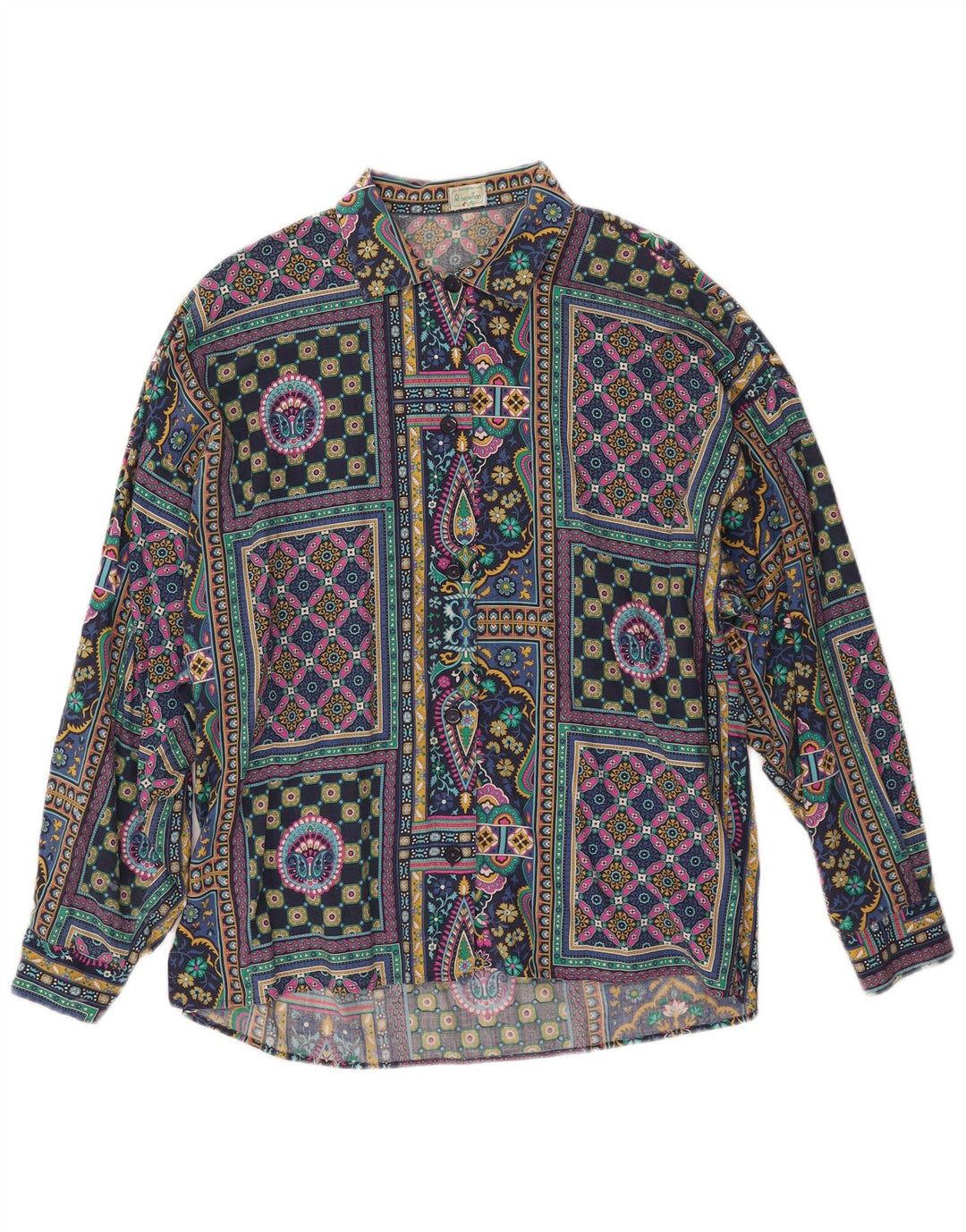 BENETTON Womens Oversized Shirt IT 44 Medium Multicoloured Patchwork