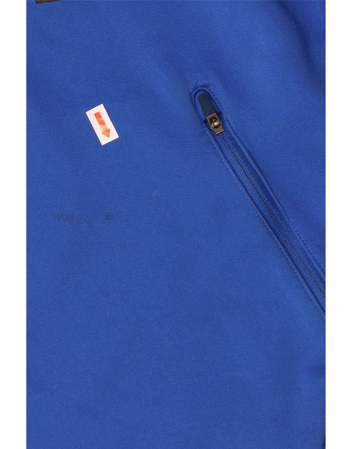 NIKE Boys Dri Fit Graphic Hoodie Jumper 8-9 Years Small Blue Polyester