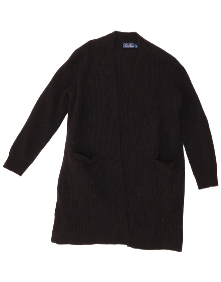 POLO RALPH LAUREN Womens Longline Open Cardigan Sweater UK 12 Medium Black