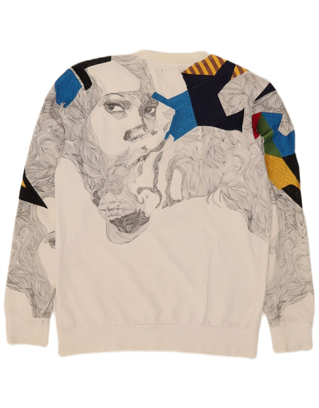 Zara Mens Graphic Sweatshirt Jumper Large White
