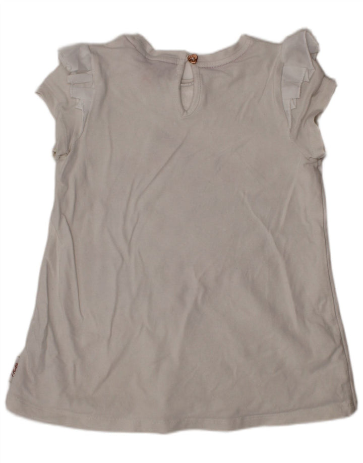 TED BAKER Girls Graphic Blouse Top 6-7 Years White Floral Cotton