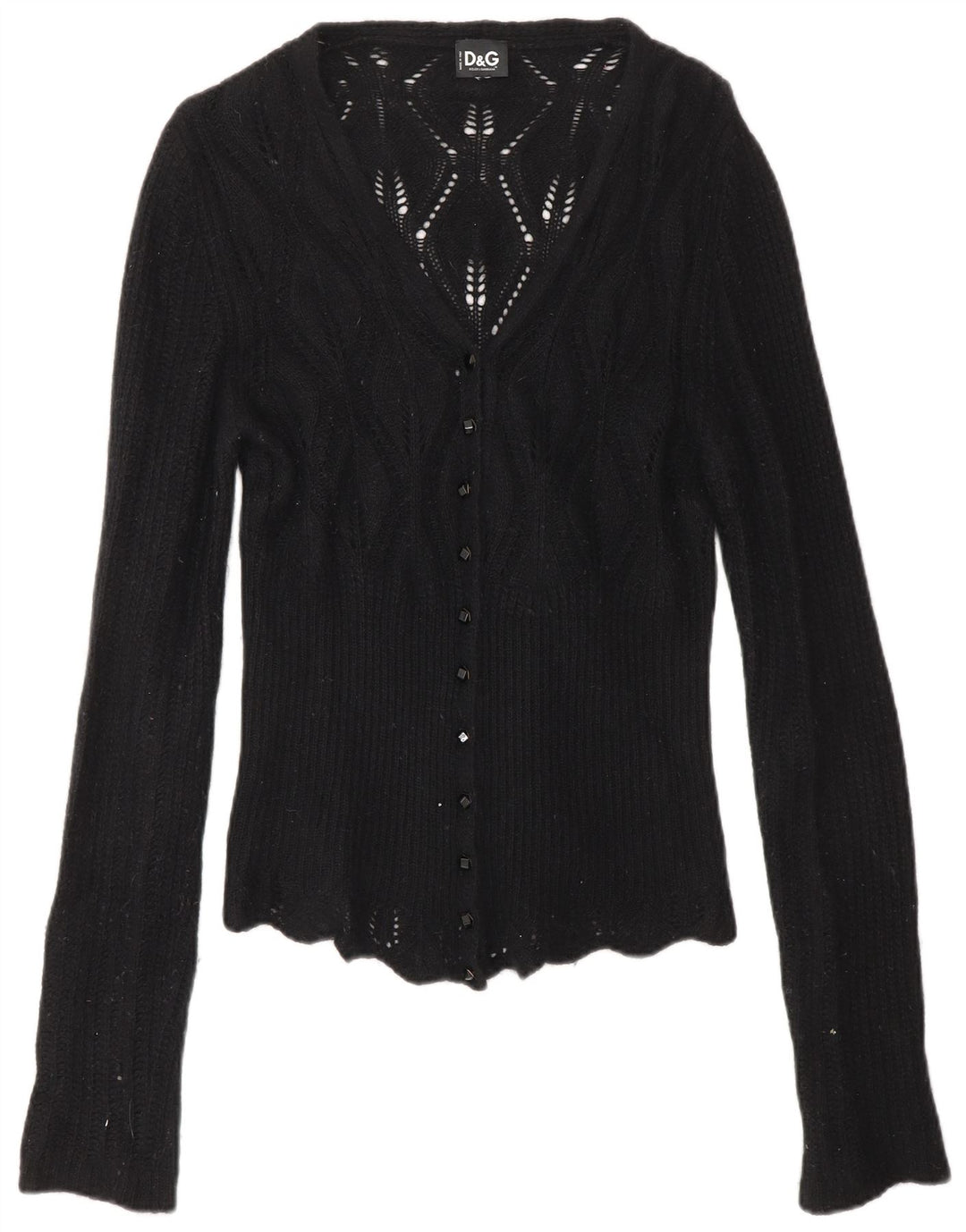 DOLCE & GABBANA Womens Cardigan Sweater UK 8 Small Black Polyamide