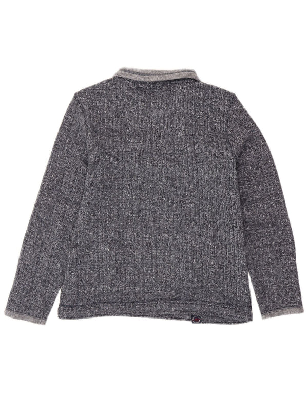 WEIRD FISH Mens Zip Neck Sweatshirt Jumper Small Navy Blue Herringbone