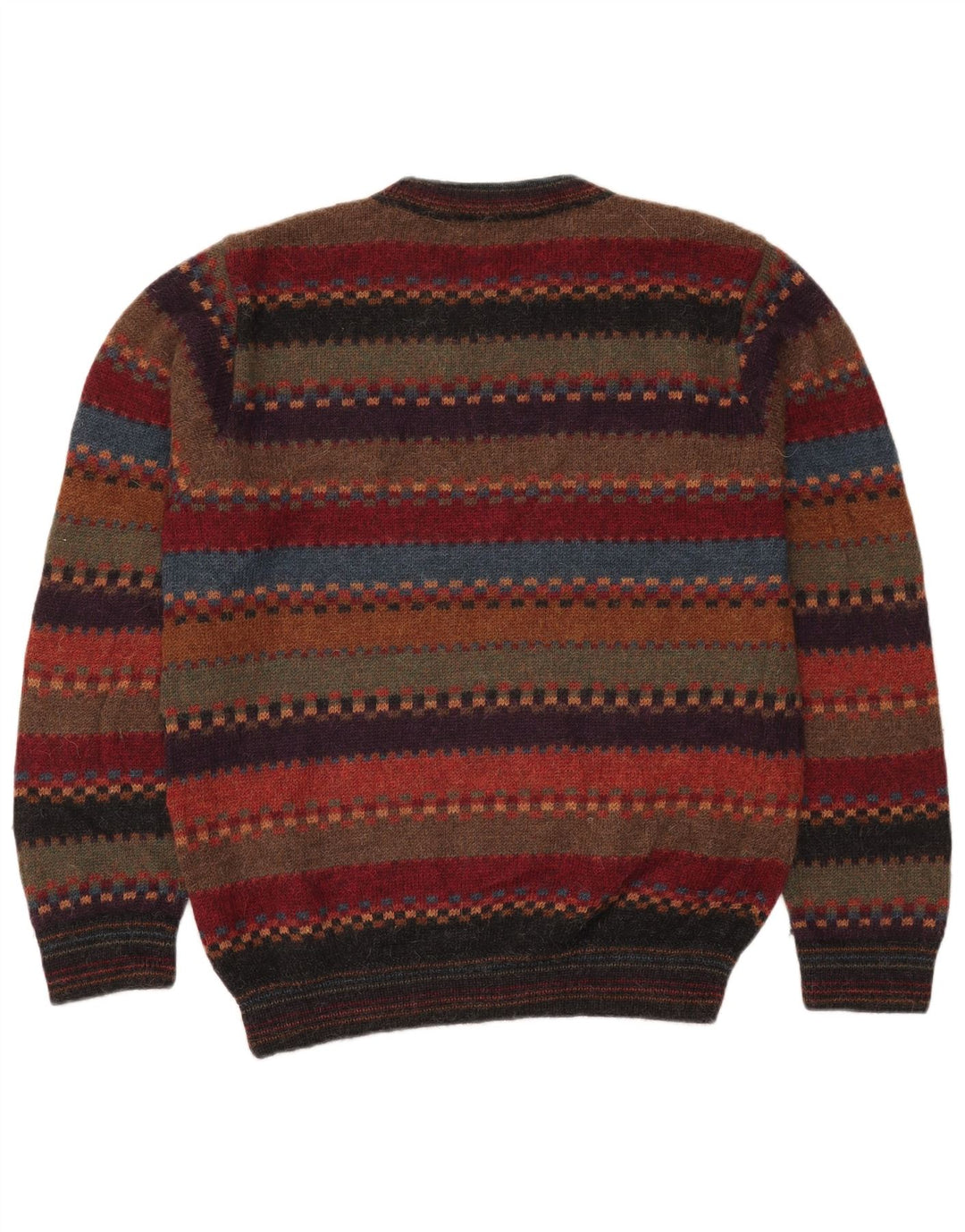 Vintage Mens Crew Neck Jumper Sweater IT 52 Large Multicoloured Striped