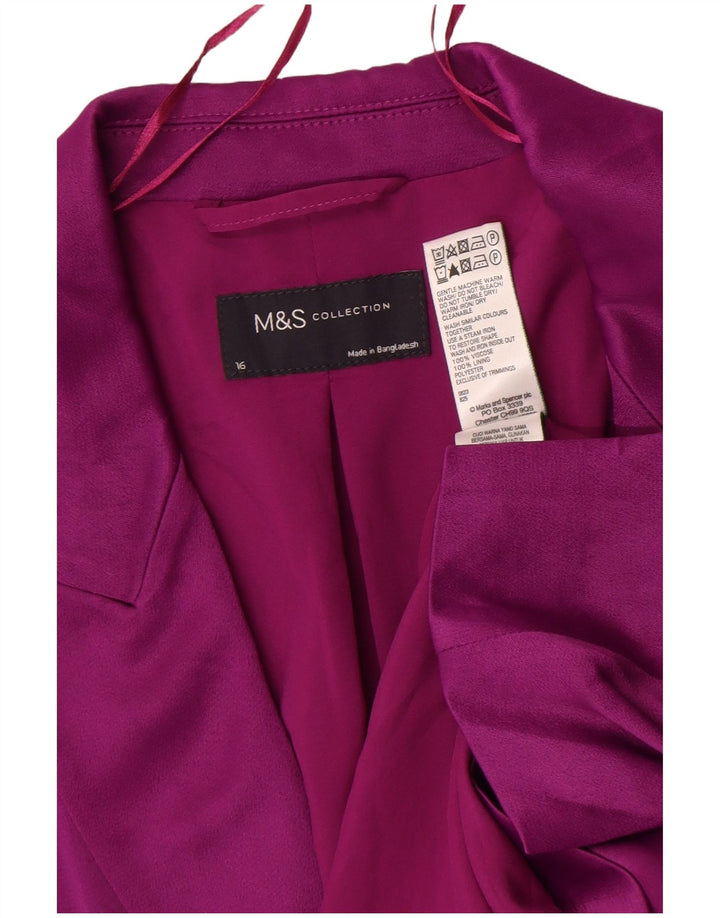 Marks & Spencer Womens 1 Button Blazer Jacket UK 16 Large Purple Viscose