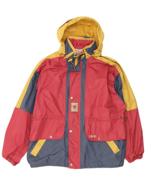 Agu Sport Mens Graphic Hooded Ski Jacket UK 40 Large Burgundy Colourblock