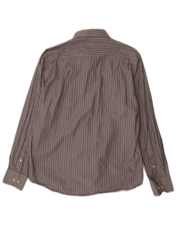 ASCOT SPORTS Mens Shirt Large Grey Striped Cotton