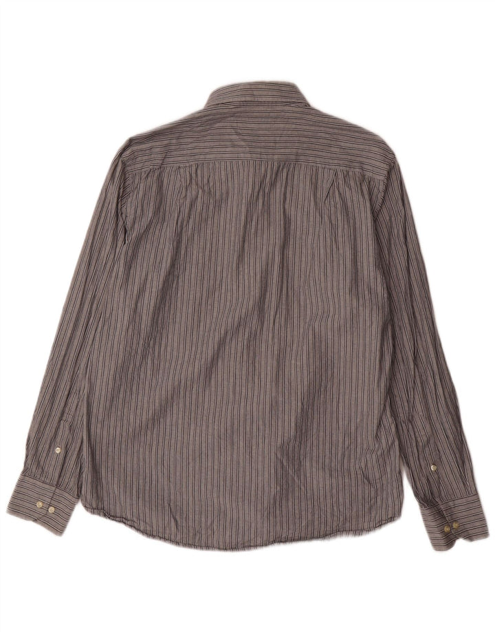 ASCOT SPORTS Mens Shirt Large Grey Striped Cotton