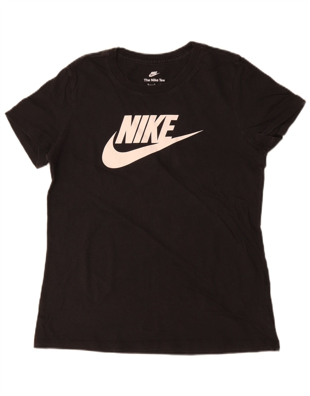 NIKE Womens Graphic T-Shirt Top UK 12 Medium Black Cotton