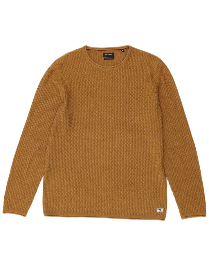 JACK & JONES Mens Crew Neck Jumper Sweater Medium Brown Cotton