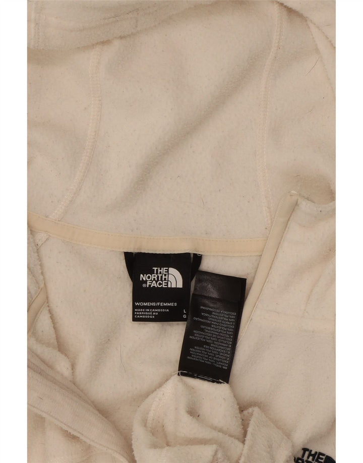 THE NORTH FACE Womens Hooded Fleece Jacket UK 16 Large White Polyester