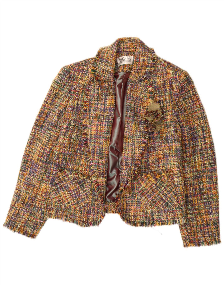 SASHA Womens Open Blazer Jacket UK 16 Large Multicoloured Acrylic