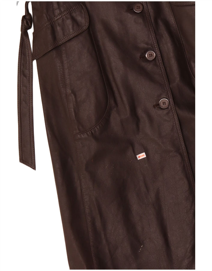 VINTAGE Womens Leather Coat UK 12 Medium Brown Leather