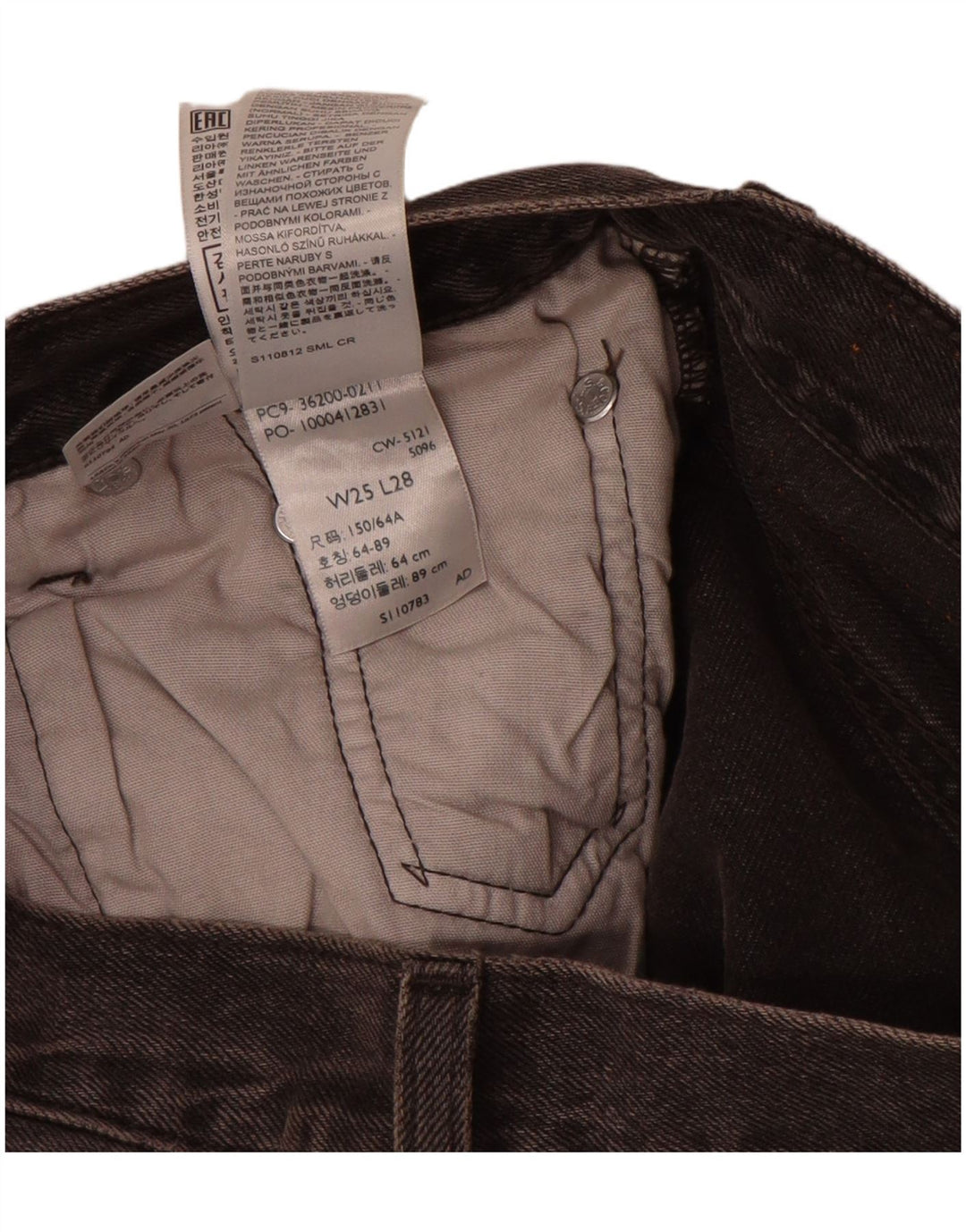 Levi's Womens 501 Straight Jeans W25 L28 Grey Cotton
