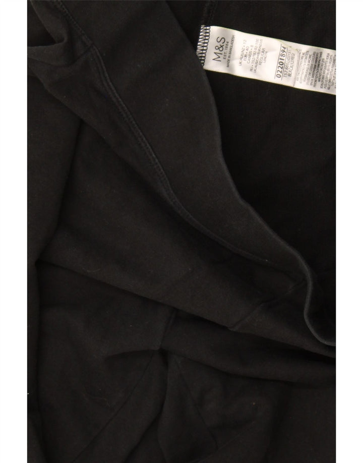 Marks & Spencer Womens Tracksuit Trousers UK 12 Medium Black Cotton