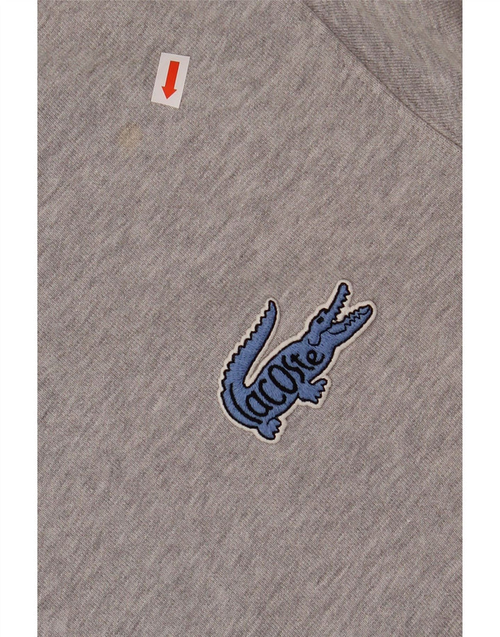 LACOSTE Mens Hoodie Jumper Size 4 Medium Grey Cotton