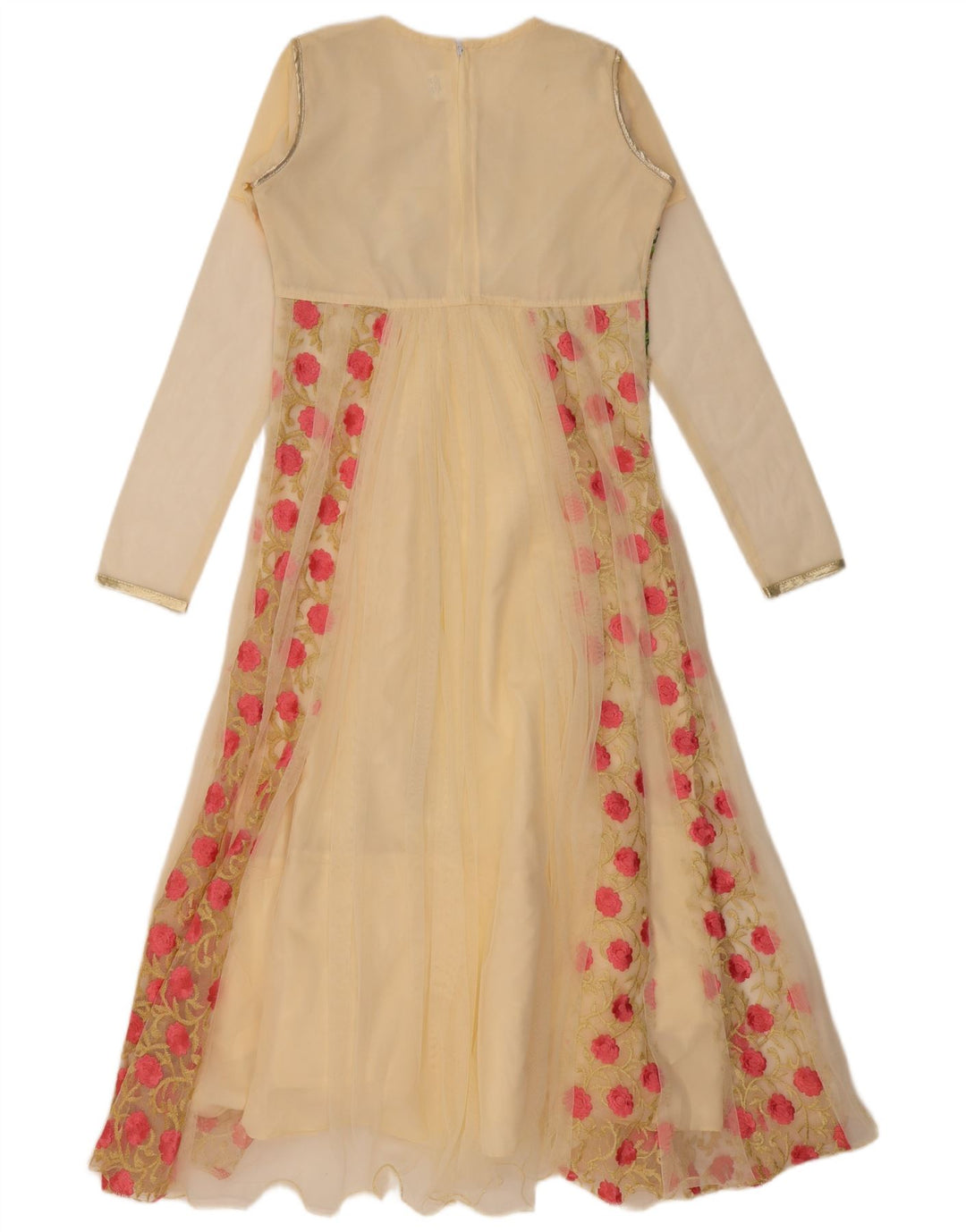 VINTAGE Womens Long Sleeve A-Line Dress US 6 Medium Beige Floral