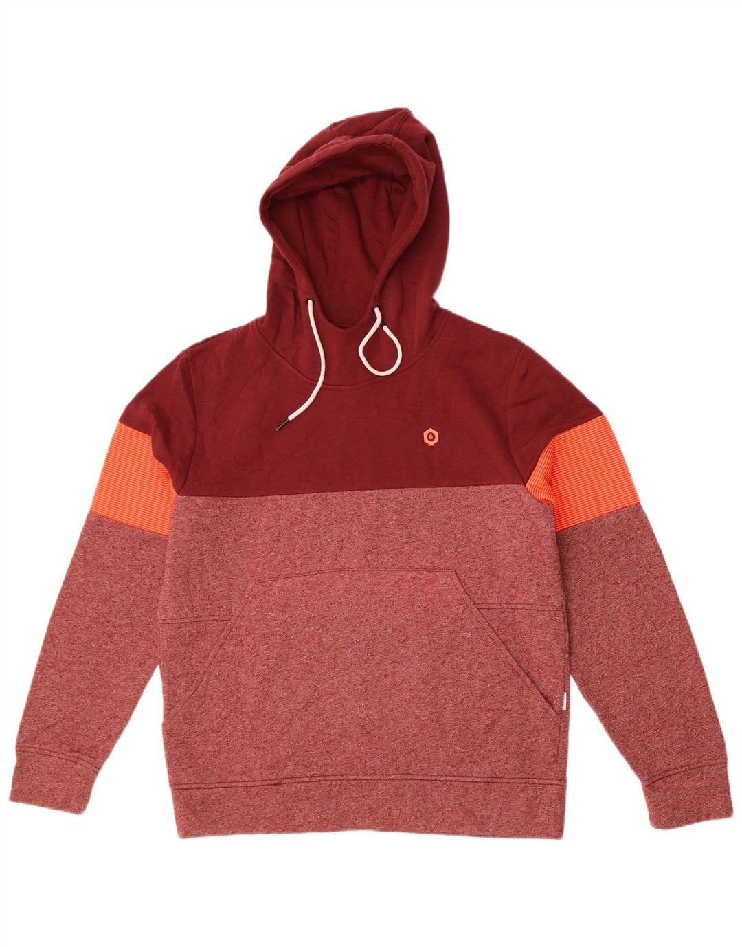 Jack & Jones Mens Hoodie Jumper Medium Burgundy Colourblock Polyester
