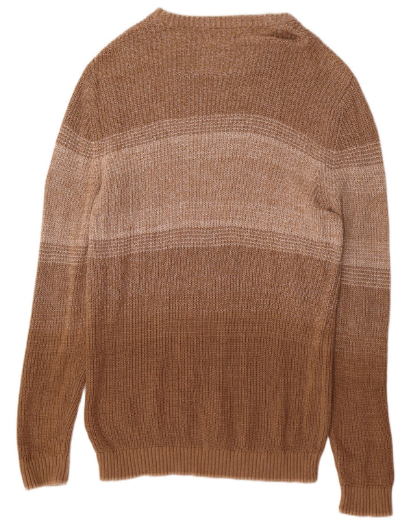 Jack & Jones Mens Boat Neck Jumper Sweater XL Brown Striped Cotton
