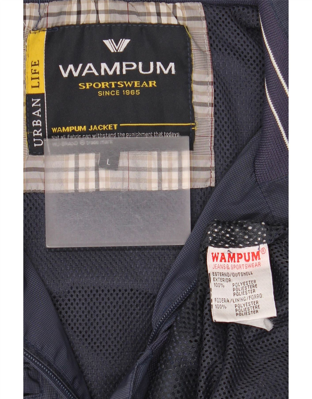 Wampum Mens Bomber Jacket UK 40 Large Navy Blue Polyester