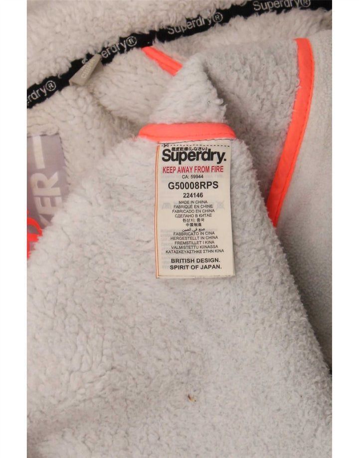 Superdry Womens Hooded Windbreaker Jacket UK 16 Large Grey Polyester