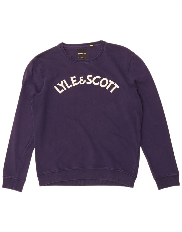 Lyle & Scott Mens Graphic Sweatshirt Jumper Large Navy Blue Cotton