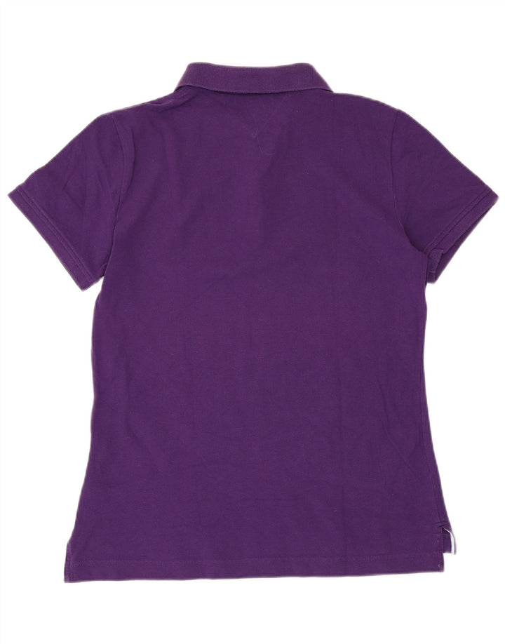 TOMMY HILFIGER Womens Classic Fit Polo Shirt UK 14 Large Purple Cotton
