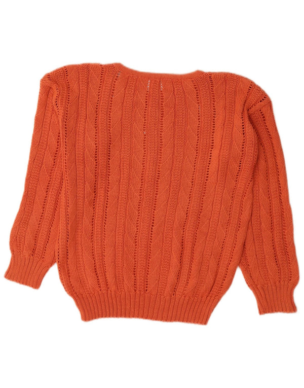 VINTAGE Womens Crew Neck Jumper Sweater UK 14 Medium Orange