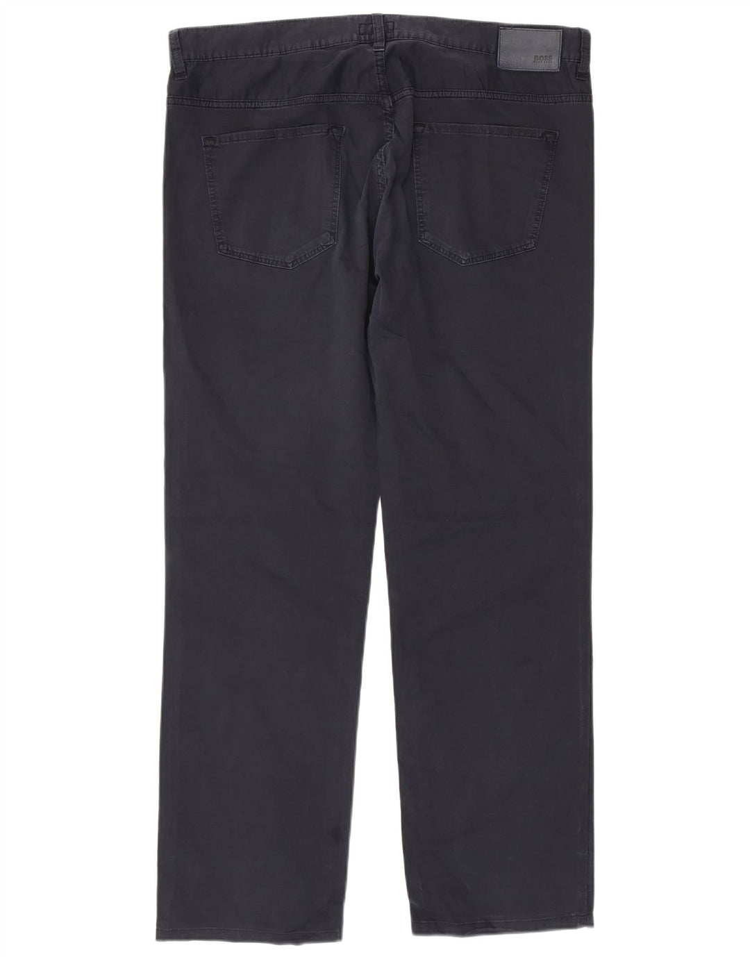 HUGO BOSS Mens Straight Casual Trousers W38 L34 Navy Blue Cotton