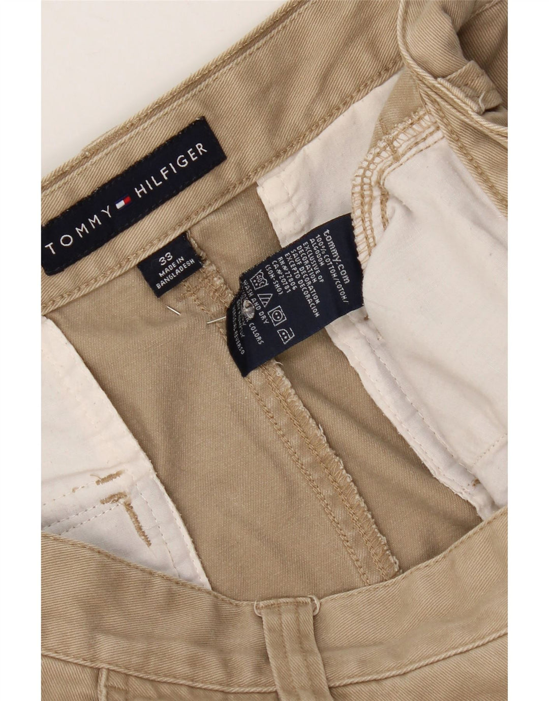 Tommy Hilfiger Mens Cargo Shorts W33 Medium Beige Cotton