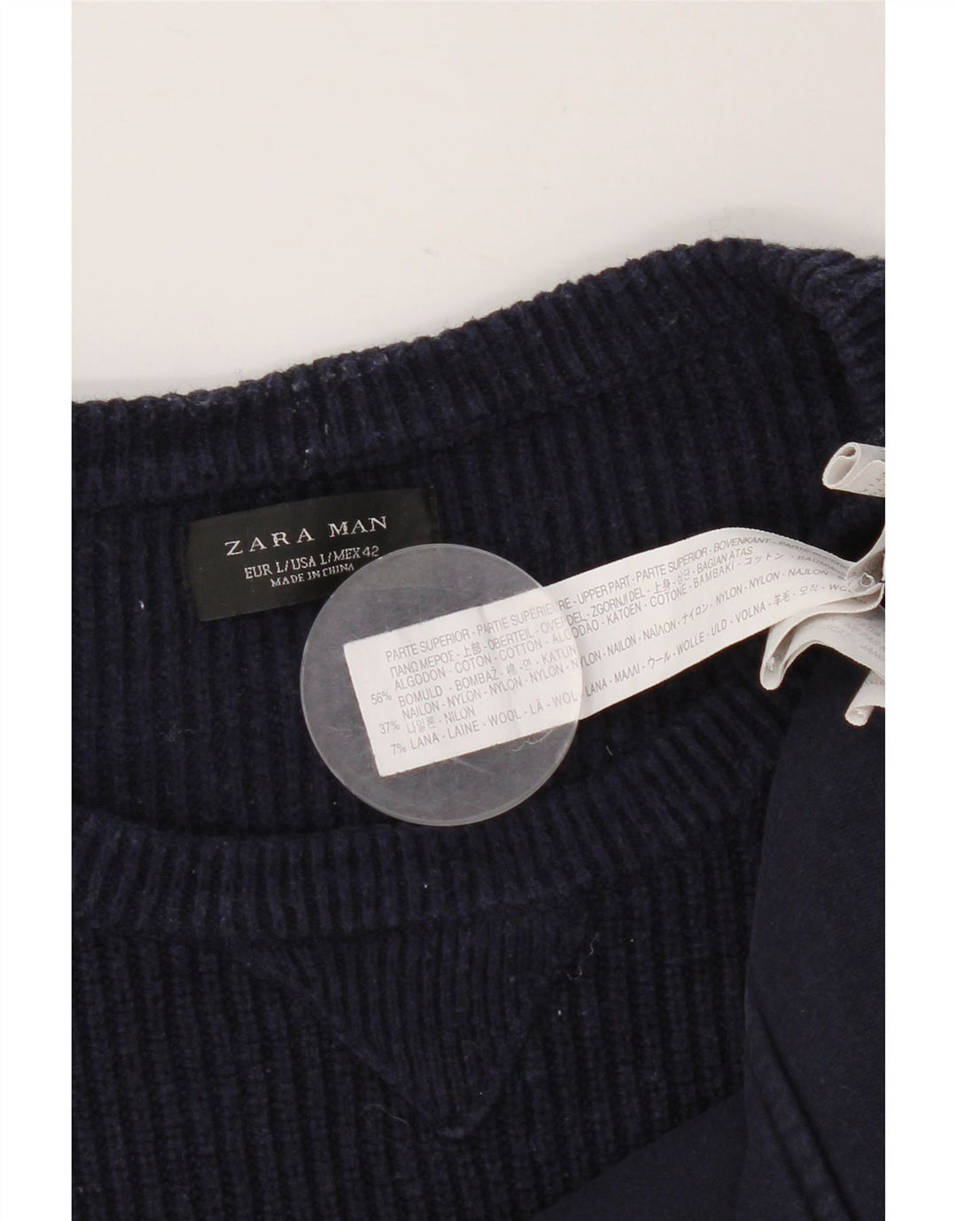 Zara Mens Sweatshirt Jumper Large Navy Blue Cotton