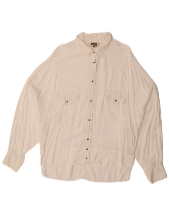 DIESEL Womens Loose Fit Shirt Blouse UK 14 Medium White Rayon