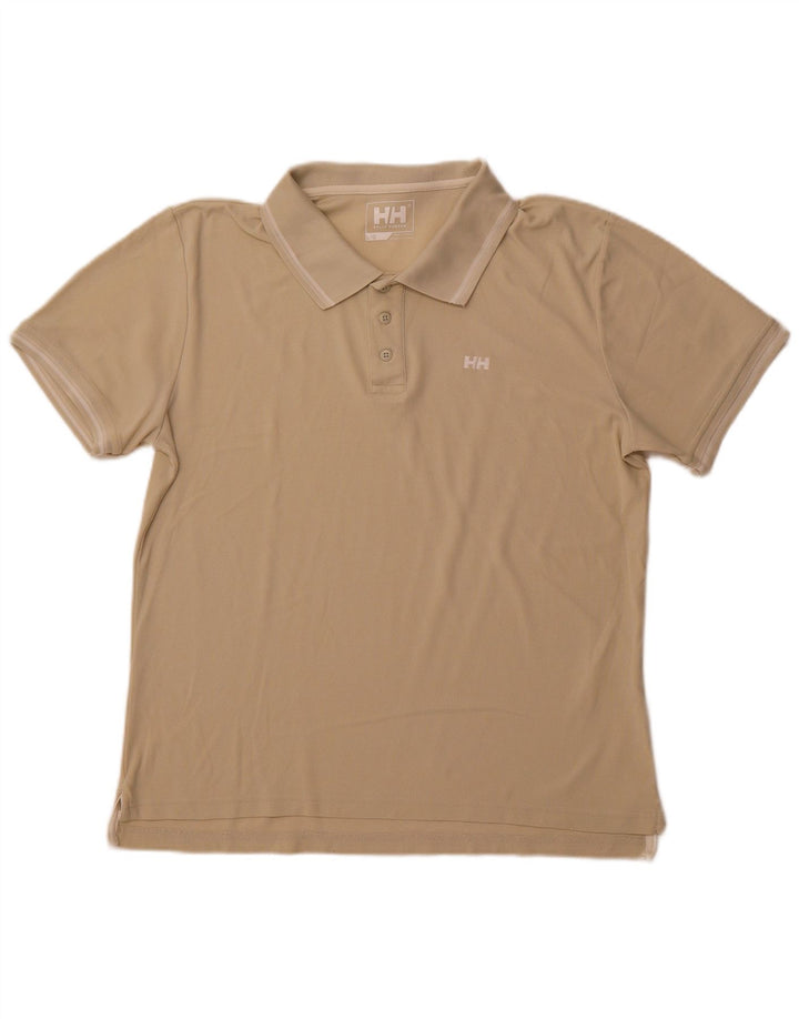 HELLY HANSEN Mens Polo Shirt Large Beige Polyamide
