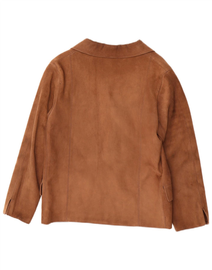 Dallara Womens 3 Button Suede Blazer Jacket UK 14 Medium Brown