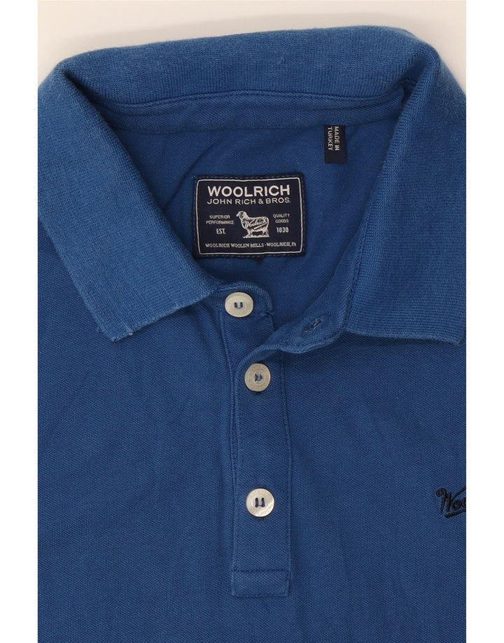 WOOLRICH Boys Polo Shirt 13-14 Years Blue Cotton Vintage Woolrich and Second-Hand Woolrich from Messina Hembry 