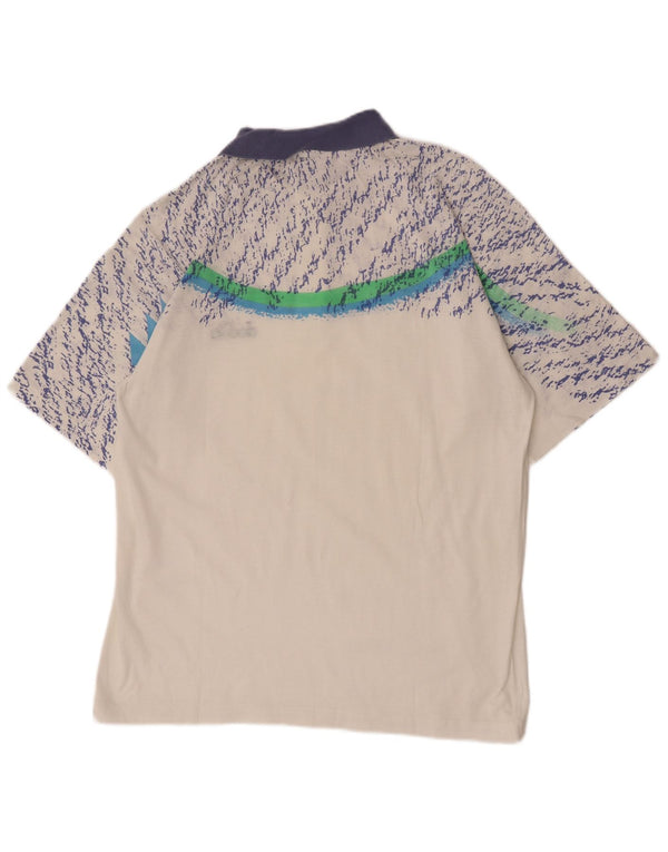 Diadora Mens Short Sleeve Abstract Pattern Polo Shirt IT 52 Large White