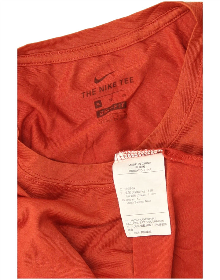 NIKE Mens Dri Fit T-Shirt Top XL Orange Polyester