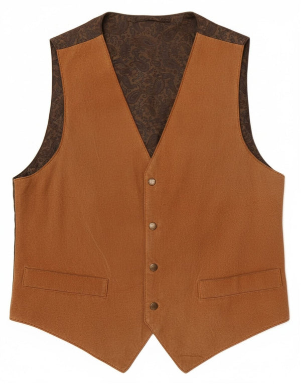 Vintage Mens Suede Waistcoat Small Brown Leather