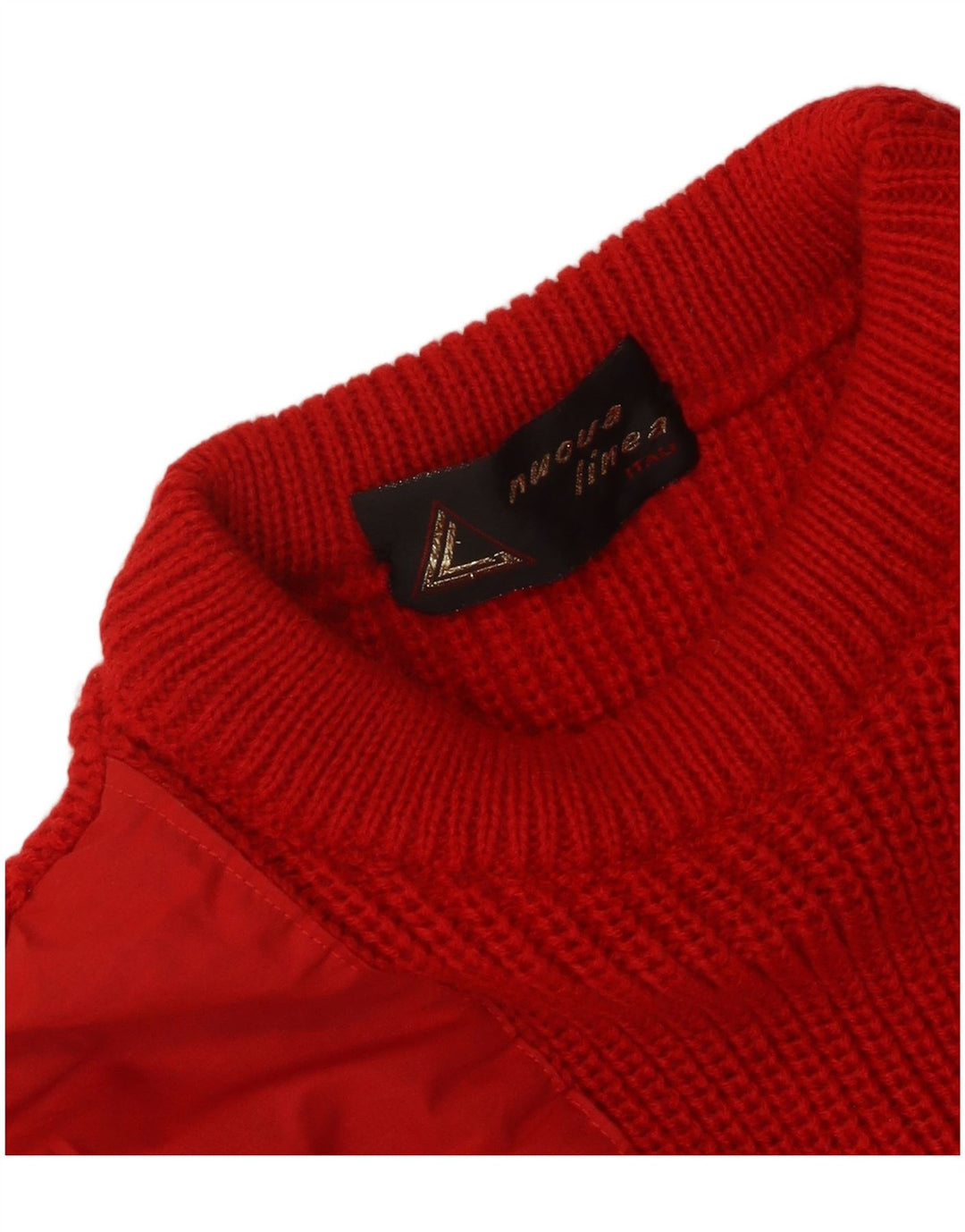 Vintage Mens Crew Neck Jumper Sweater Medium Red Colourblock