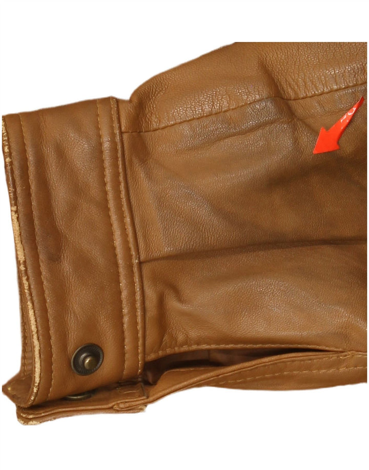 Vintage Mens Bomber Leather Jacket EU 50 Large Brown Leather