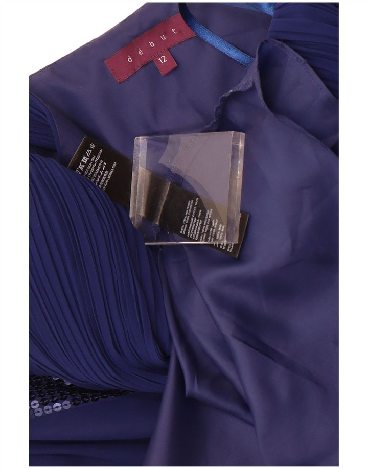 Debut Womens One Shoulder Dress UK 12 Medium Blue Polyester