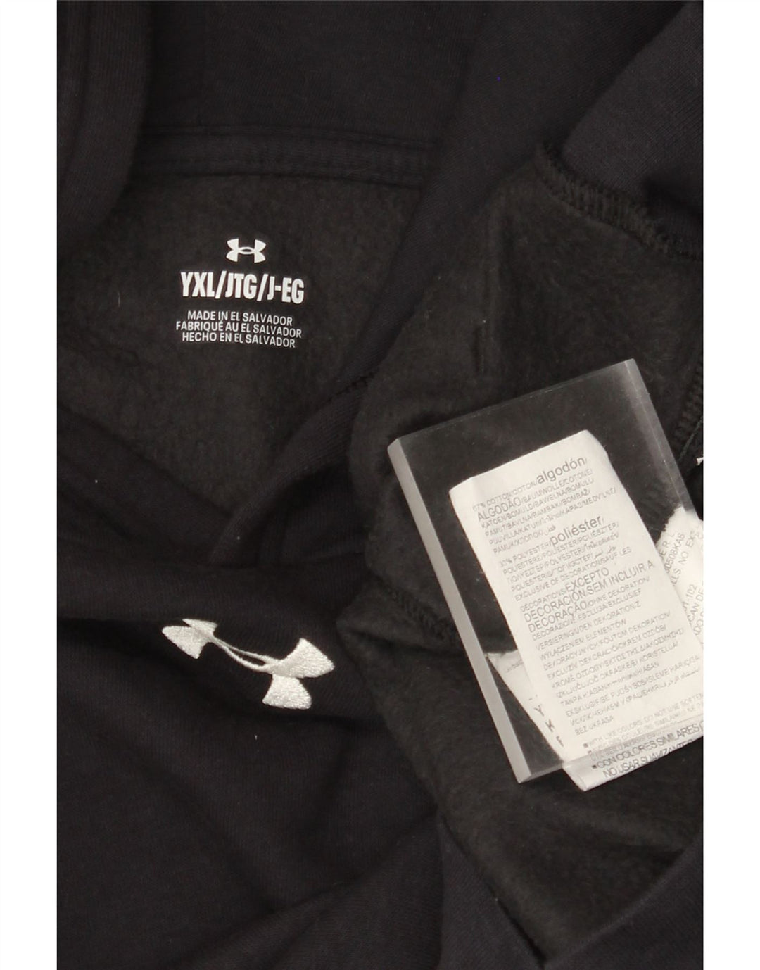 UNDER ARMOUR Boys Hoodie Jumper 13-14 Years XL Black Cotton