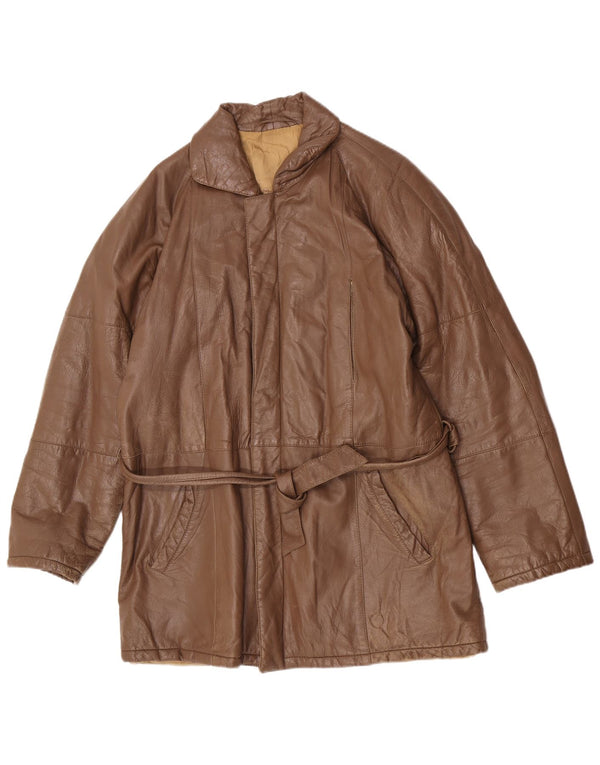 Vintage Mens Classic Fit Leather Jacket UK 40 Large Brown