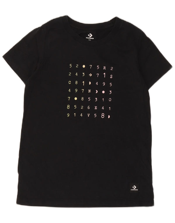 Converse Womens Graphic T-Shirt Top UK 6 XS Black Cotton