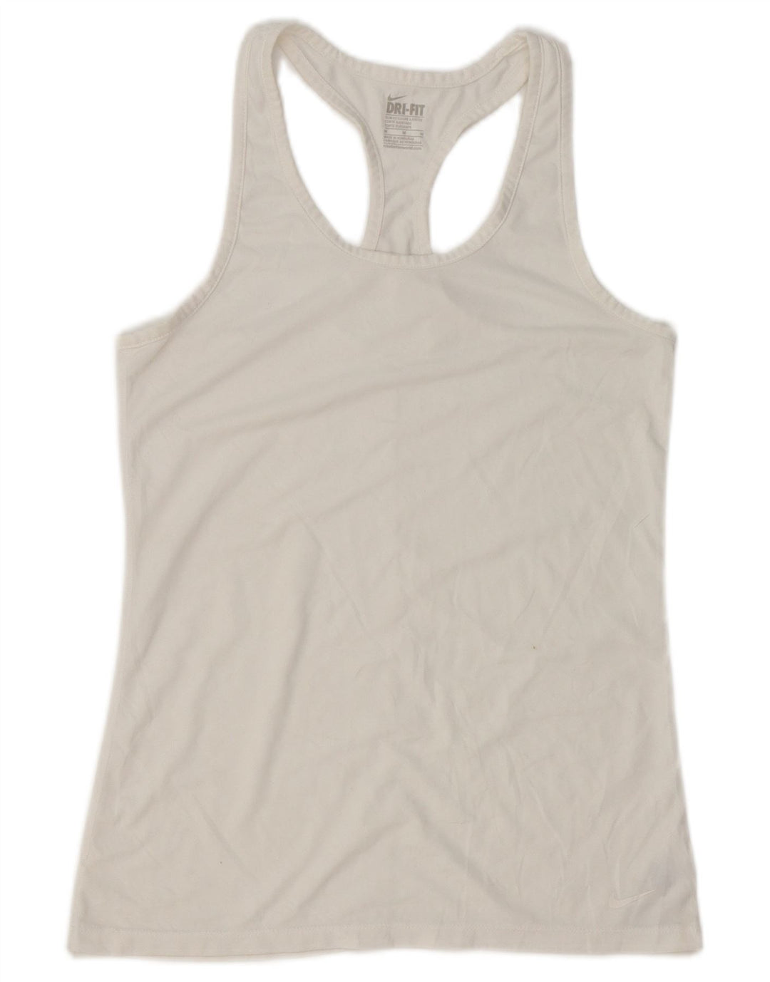 NIKE Womens Dri Fit Slim Fit Vest Top UK 12 Medium White Polyester