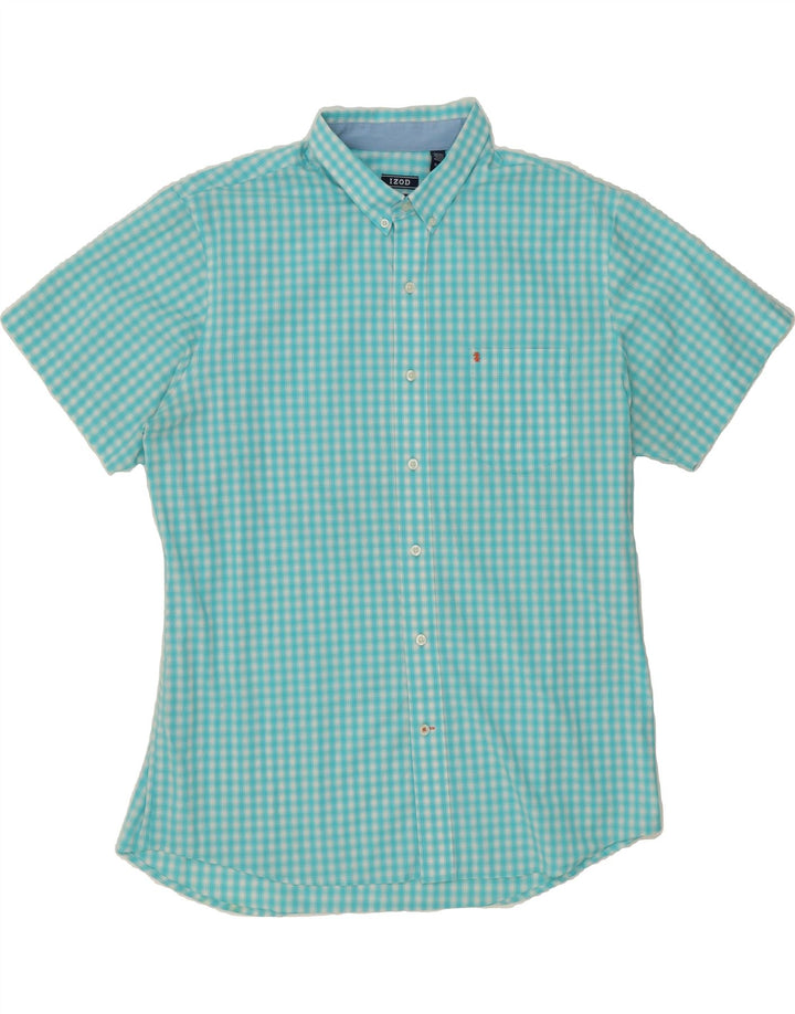 IZOD Mens Short Sleeve Shirt XL Blue Check Cotton Vintage Izod and Second-Hand Izod from Messina Hembry 