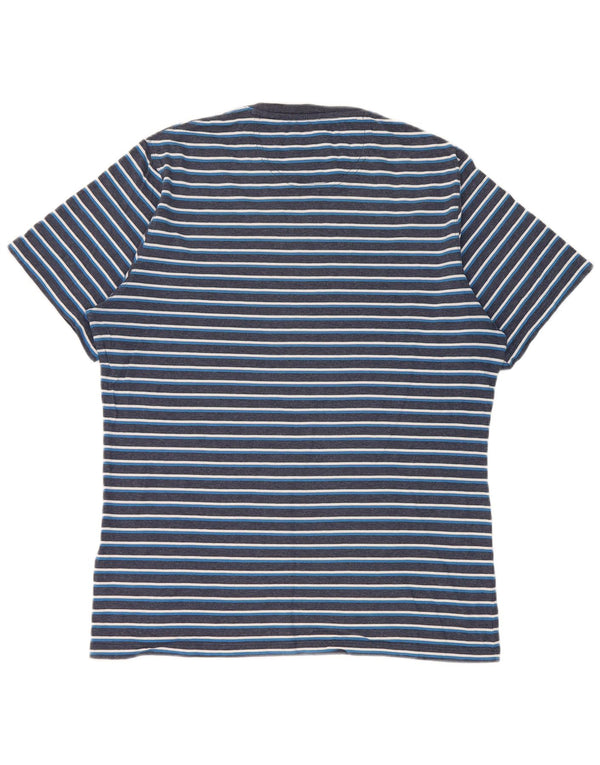 Barbour Mens T-Shirt Top Medium Navy Blue Striped Cotton