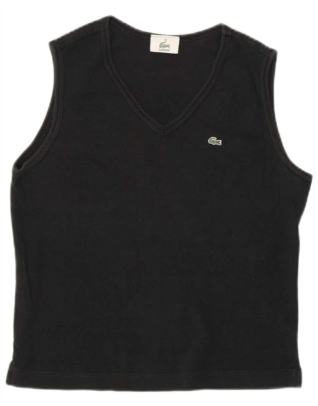 Lacoste Womens Crop Vest Top Size 42 Large Black